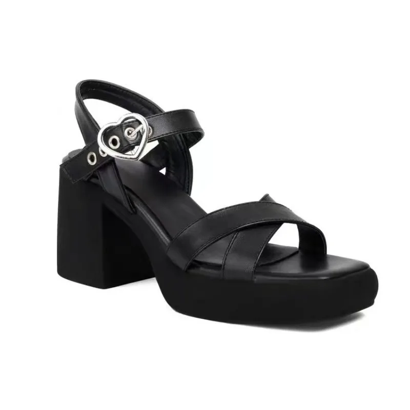 Женская обувь новинка 2024 женские сандалии с пряжкой в одно слово летние