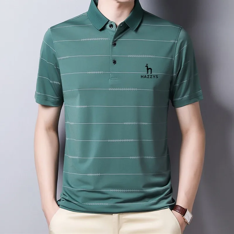 Embroidered high-quality new polo shirt striped short sleeved summer cool shirt Golf men's polo shirt short sleeved T-shirt