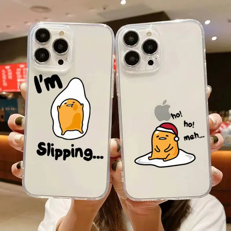 

Cute Lazy Gudetama Phone Case For iphone 14 Plus 13 12 11 Pro Max Mini X XS XR Soft Transparent Cover
