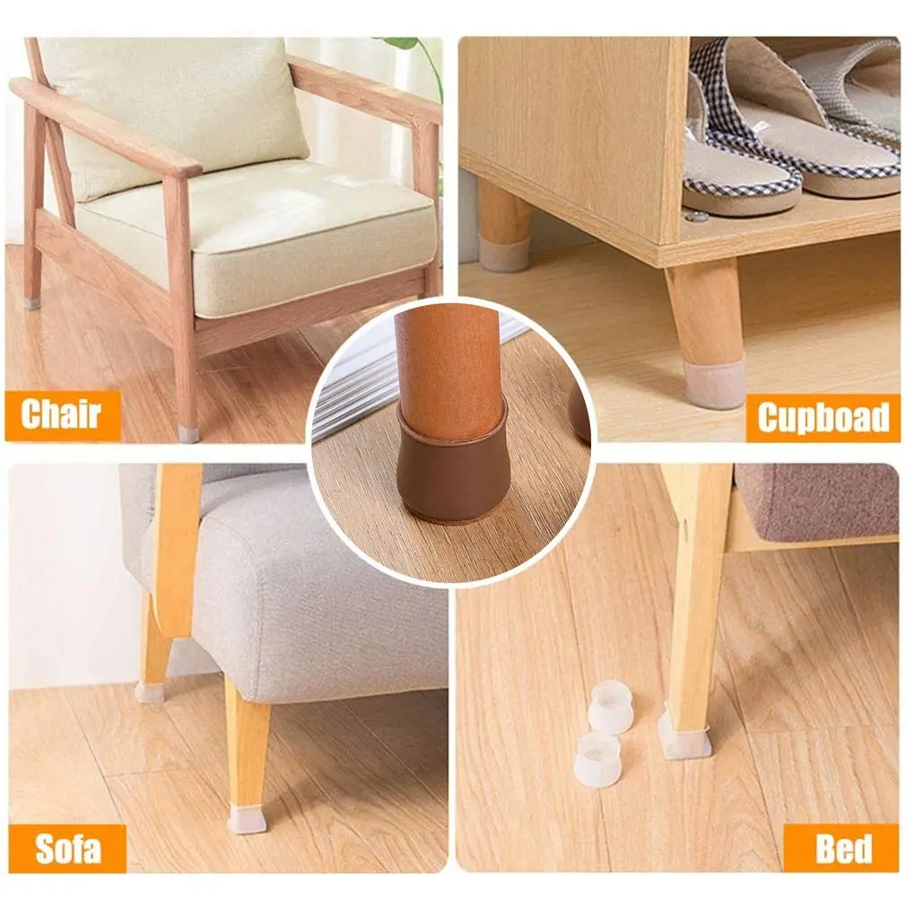 

Hot 3 Size Walnut Chair Foot Cover Table Protectors Anti Slip Felt Cover Silicone Round Mute Elastic Chair Foot Pads