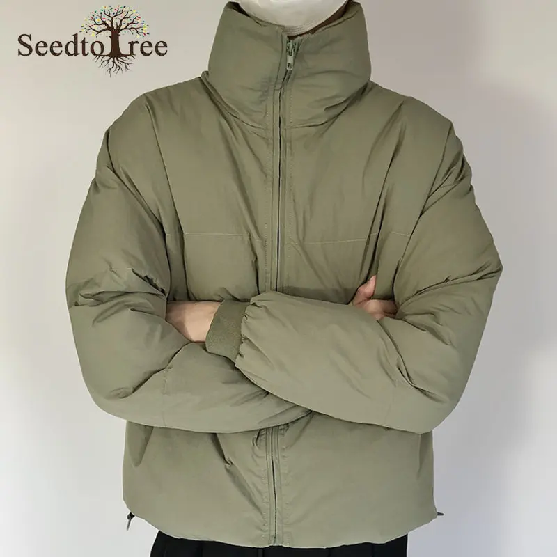 Winter Casual Men's Parkas Solid Color Turndown Collar Long Sleeve Zippers Thick Coat