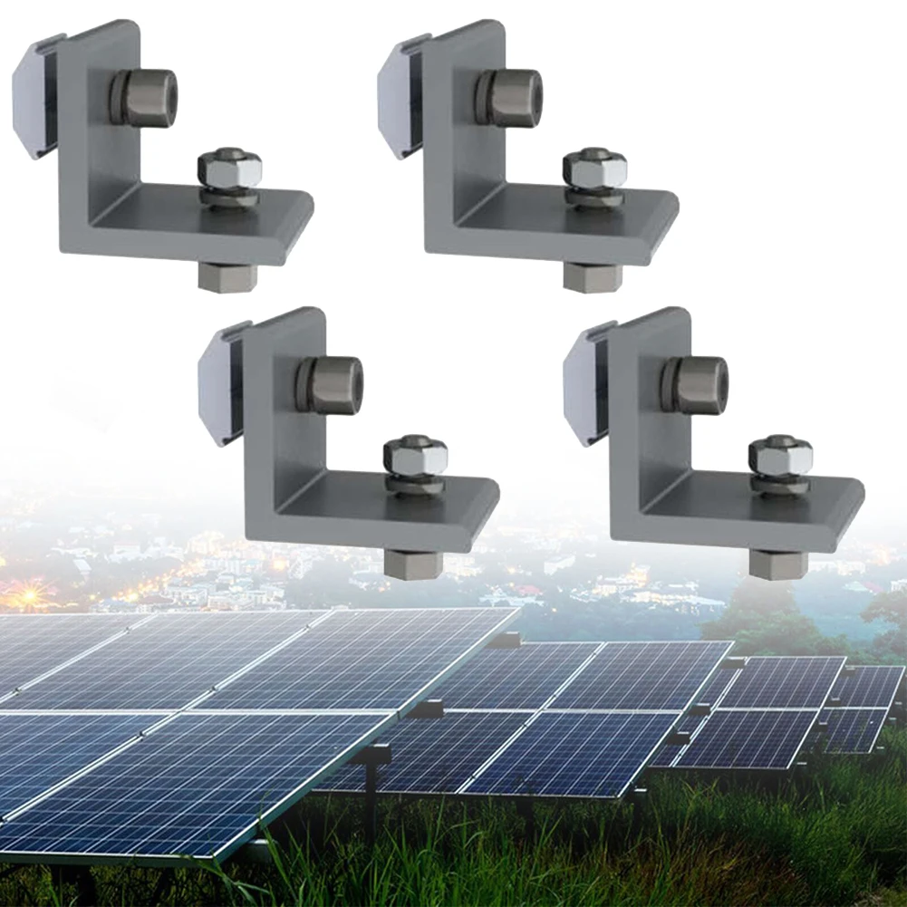 

4 Pcs Solar Panel Photovoltaic Bracket Accessories Flat Roof Tilt Mount L Connector 40*45mm Aluminum Alloy Flat Roof Tilt Mount