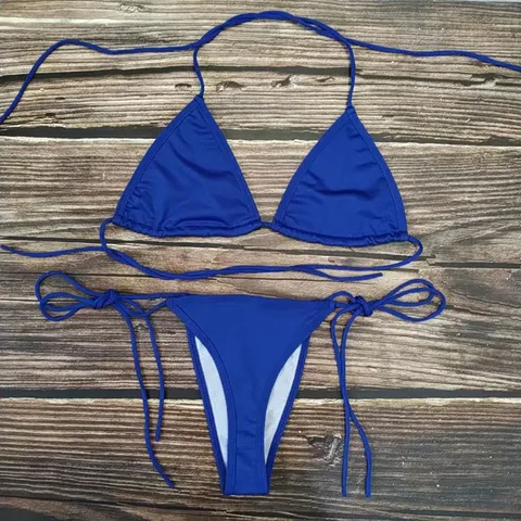 Sexy Bikini Set Swimsuit Women 2023 Tie Swimwear Beachwear Bathing Suit Female Beach Holiday Black White Pink Red Blue Yellow
