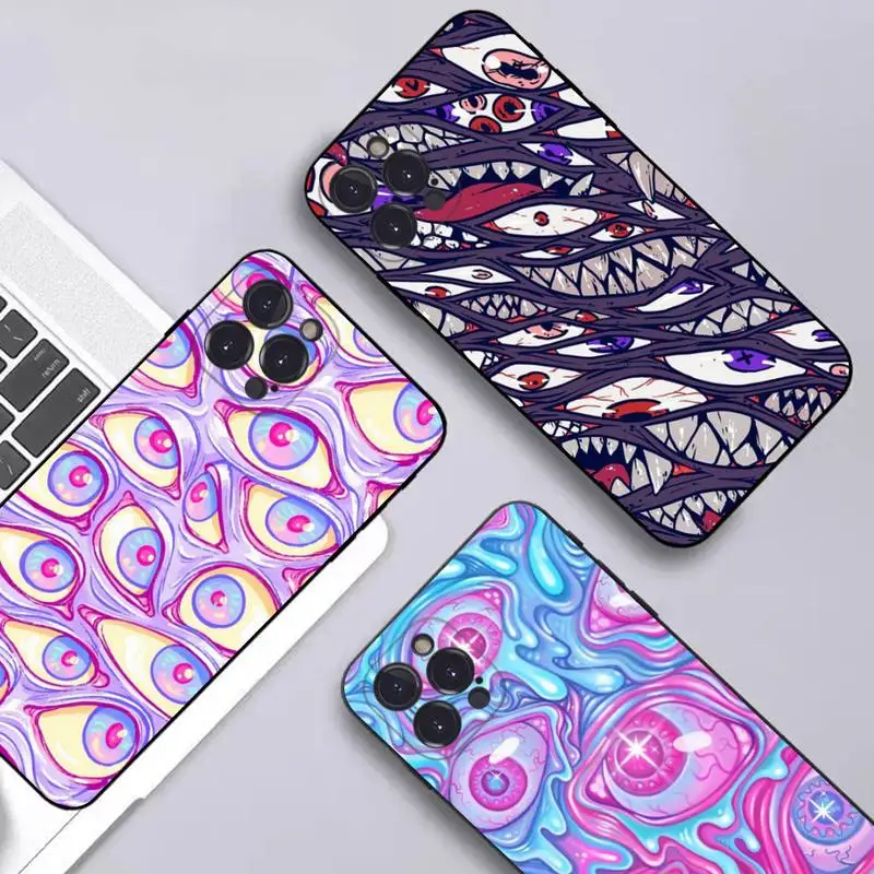 

Scary Face Eyes Smiley Phone Case Silicone Soft for iphone 14 13 12 11 Pro Mini XS MAX 8 7 6 Plus X XS XR Cover