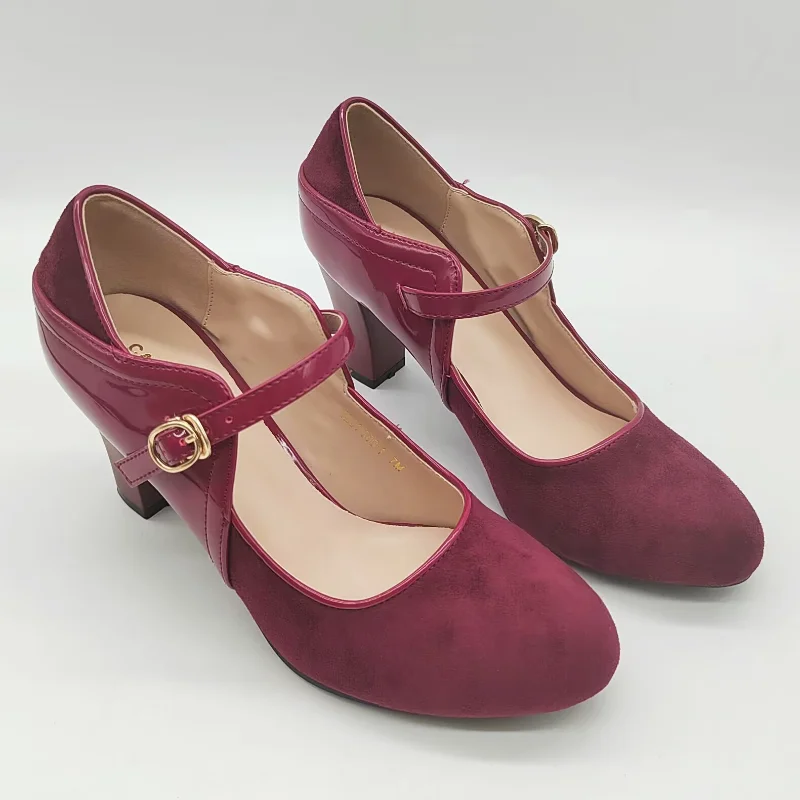 

Женские туфли с круглым носком, Туфли Мэри Джейн на Высоком толстом каблуке, туфли с закрытым носком в стиле ретро, большие размеры, новинка 2023