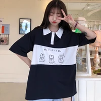 womens t shirts tops japanese kawaii ulzzang lazy college cat print loose t shirt female korean harajuku clothes for women