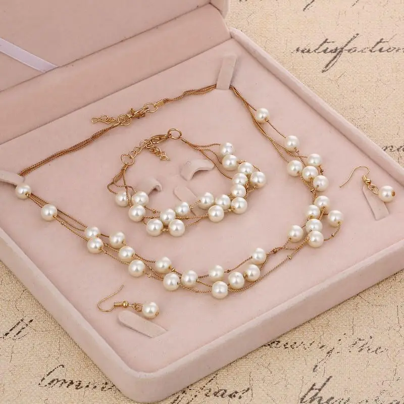 

3 шт., набор ювелирных изделий из колье, серёг и браслета