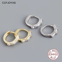 ccfjoyas 925 sterling silver square white zircon small hoop earrings for women 8mm gold silver color round circle earrings 2022