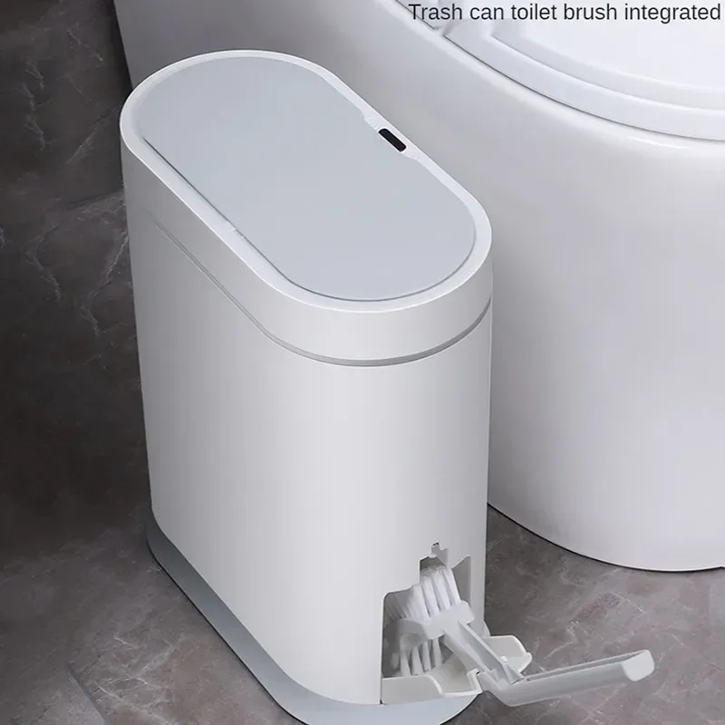 

Waste Brush Waterproof Seam Trash Sensor Smart Bathroom Bin Cover Household Narrow Bin Automatic Trash With Can Toilet Garbage