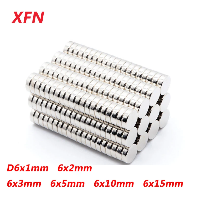 10/20/50 PCS 6x1mm 6x2mm 6x3mm 6x5mm 6x10 Round Magnet NdFeB Powerful Small Magnet Rare Earth Neodymium Magnet Strong Magnets rectangle shaped ndfeb magnets silver 15 pcs
