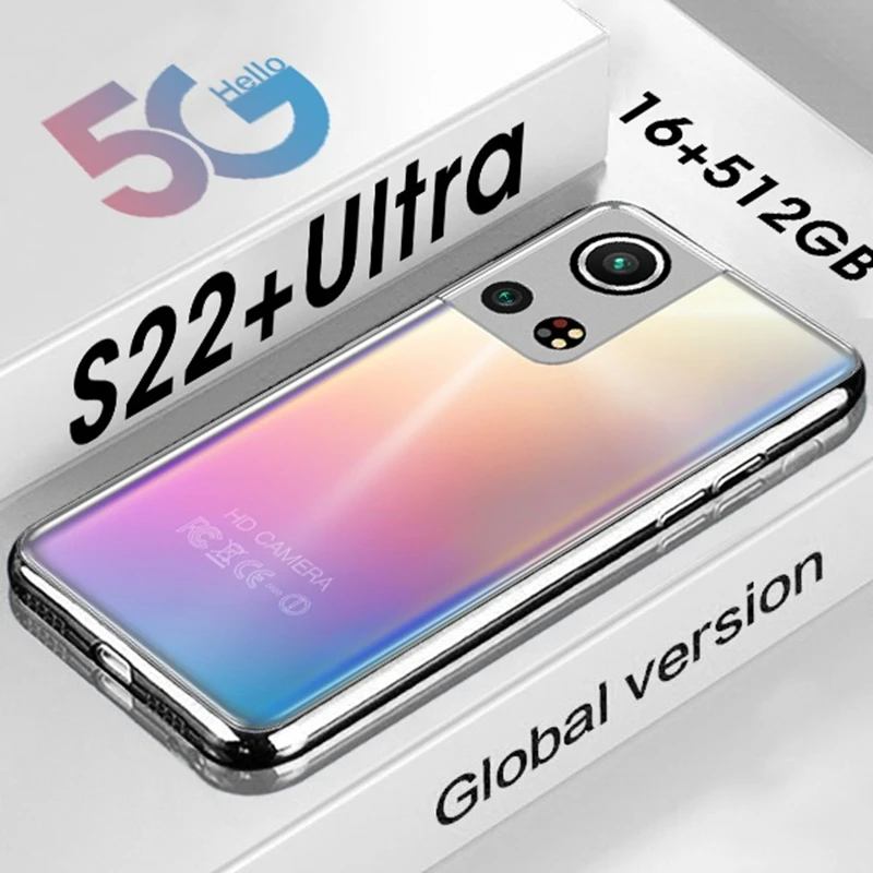 

Telefon Global S22 Ultra 5G Android 12 16GB 1T Face 6800mAh Smartphone Qualcomm 888 6.93 Inch Cellphone Mobile Phone Unlock 4G