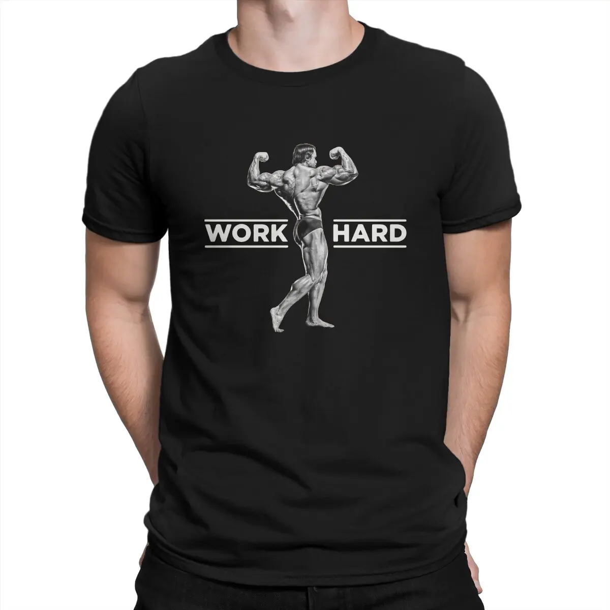 

Men Arnold Work Hard T Shirts The Terminator Pure Cotton Tops Hipster Short Sleeve Crewneck Tees 6XL T-Shirts