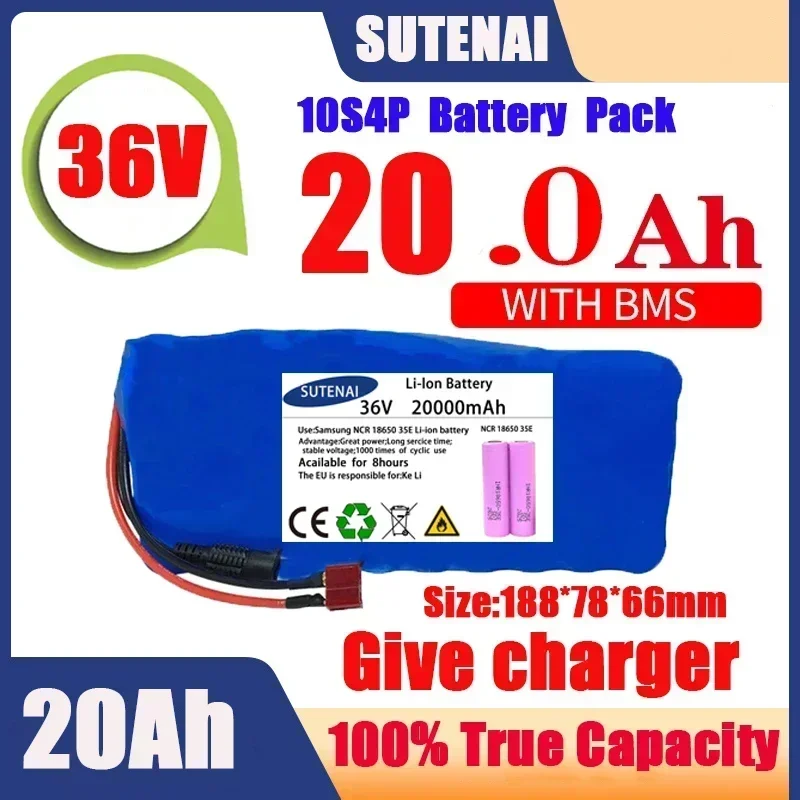 

Original 36V battery 10S4P120Ah battery pack 500W high power battery 42V 120000mAh Ebike electric bike BMS+42V2A Charger