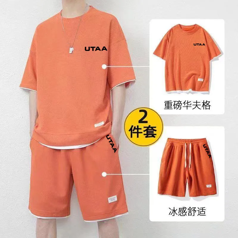 Golf Wear For Men Tops and Shorts 2-piece Set Summer Fashion Casual Malbon Golf T-shirt Utaa Golf Shorts Suit Men Golf Clothing