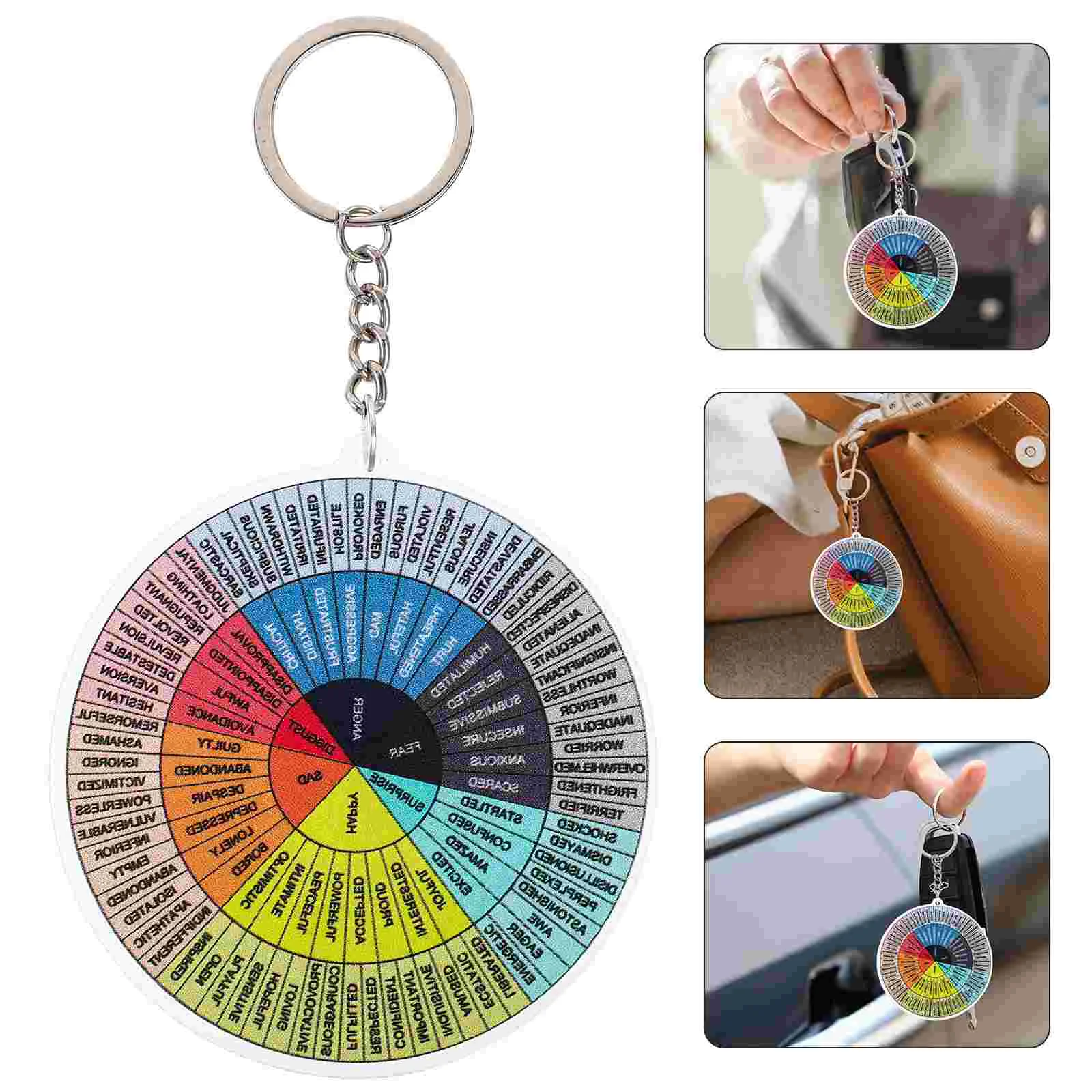 

Feelings Wheel Keychain Emotion Pendant Keyring Color Key Chain for Women and Men