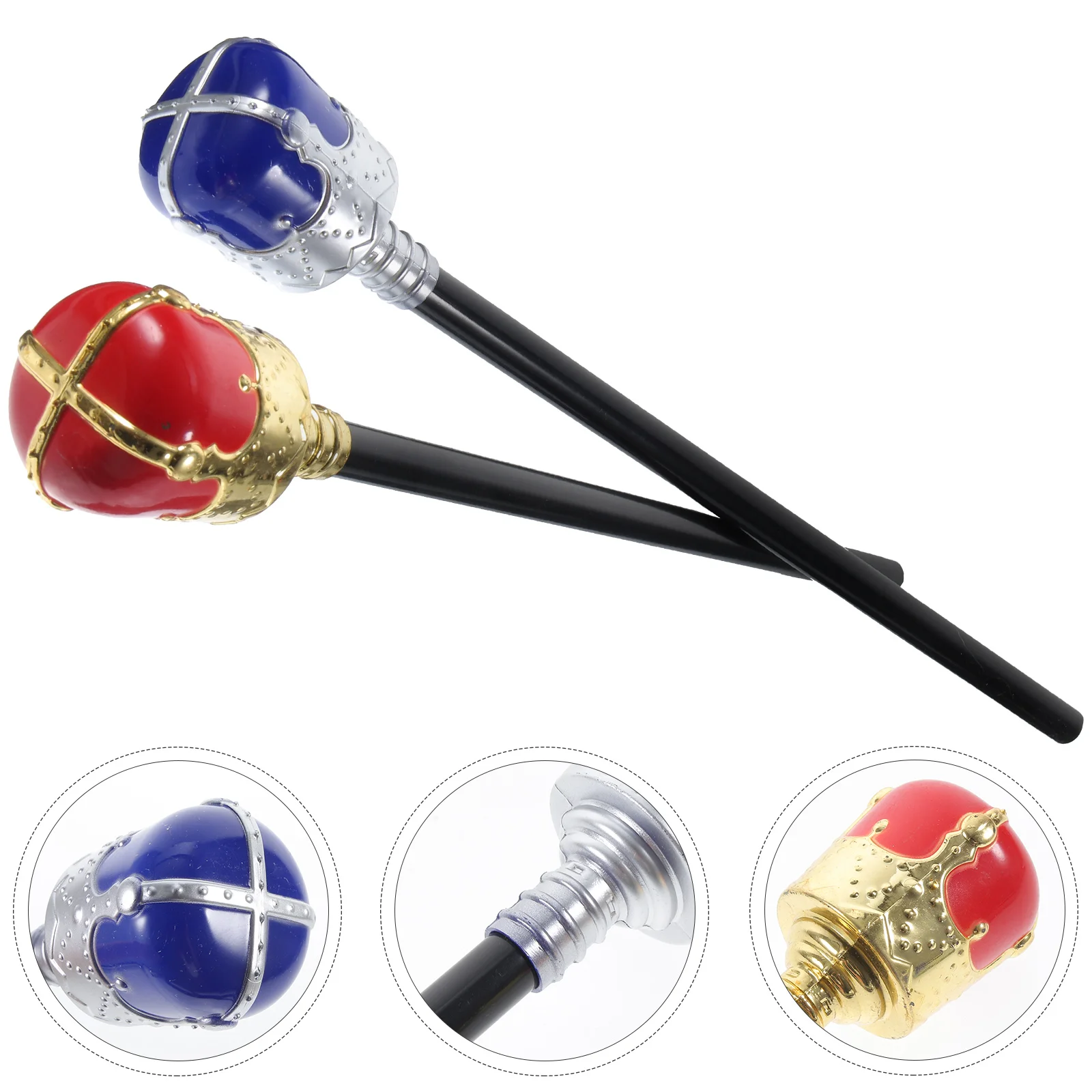 

2pcs Royal Scepter King Scepter Wand Wand Scepter Costume Accessories for Party Favors Props ( Red Blue )