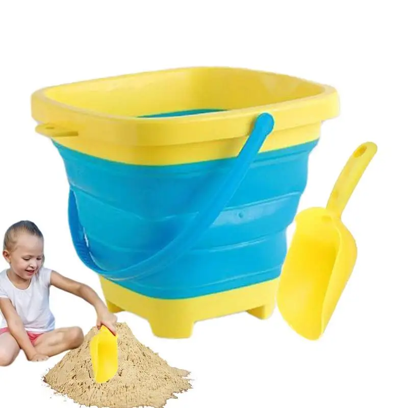 

Foldable Beach Bucket With Sand Shovel Kids Bucket Sand Buckets For Kids Sand Castle Toys For Beach Fun Summer Activities