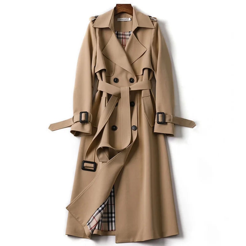 

Trench Coat for Women Autumn Women's Mid-Length Large Size 4XL Coat British Style Overknee Trench Coats Female Clothes 2023 New