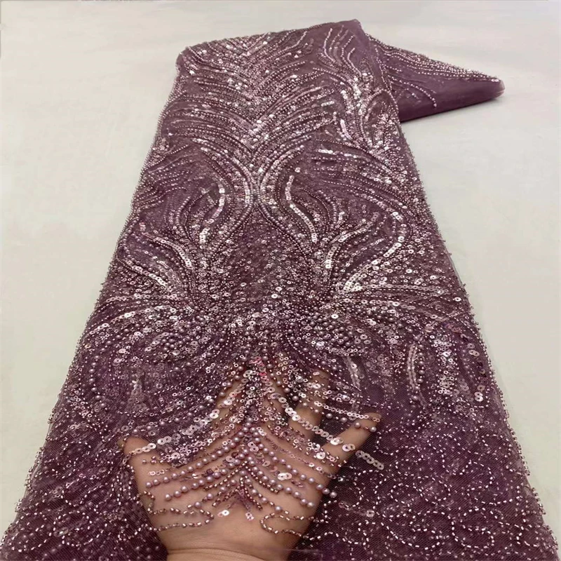 

Familiar Latest African Beaded Lace Fabric 2022 High Quality Eembroidery French Nigerian Mesh Lace Fabrics For Wedding XZ23508