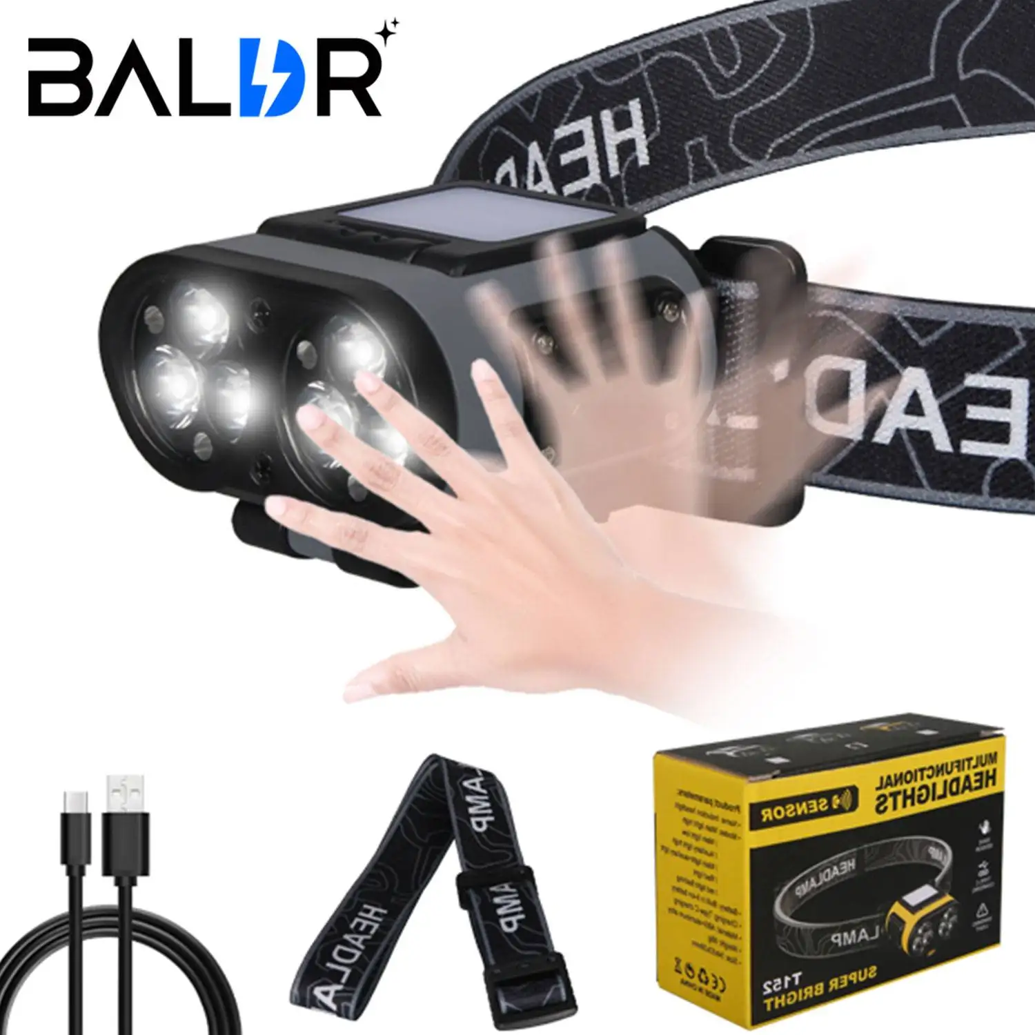 Портативный зажим для ручки 3 светодиодный налобный фонарь с датчиком волны