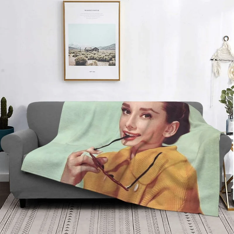 

Audrey Hepburn Blankets 3D Print Beauty Girl Movie Wool Throw Blanket Bedroom Sofa Personalised Soft Warm Bedspreads