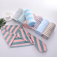 coral velvet striped quick drying absorbent dry hair cap thickened womens dry hair towel microfiber gift bag headscarf
