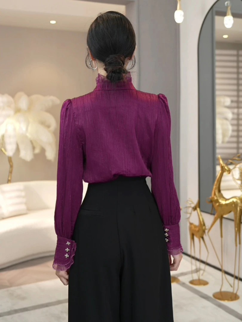 Плюс размер ранняя осень топ High Sense 2024 новые французские рубашки для молодежи