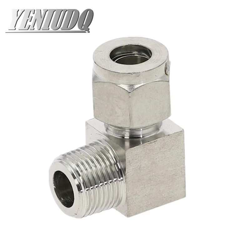 

304 SS Stainless Steel Elbow Double Ferrule Tube Pipe Fittings Connector 6-12mm Pipe OD to 1/8" 1/4" 3/8" 1/2" BSPT Male Thread