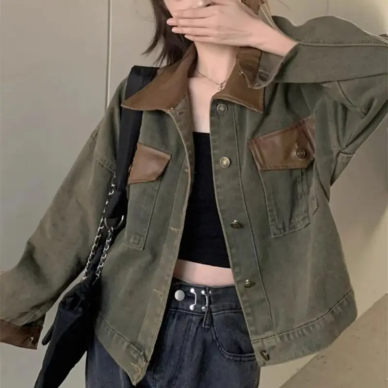 Женская джинсовая куртка в стиле ретро Sweet Cool пэчворк весна-осень 2024 новое