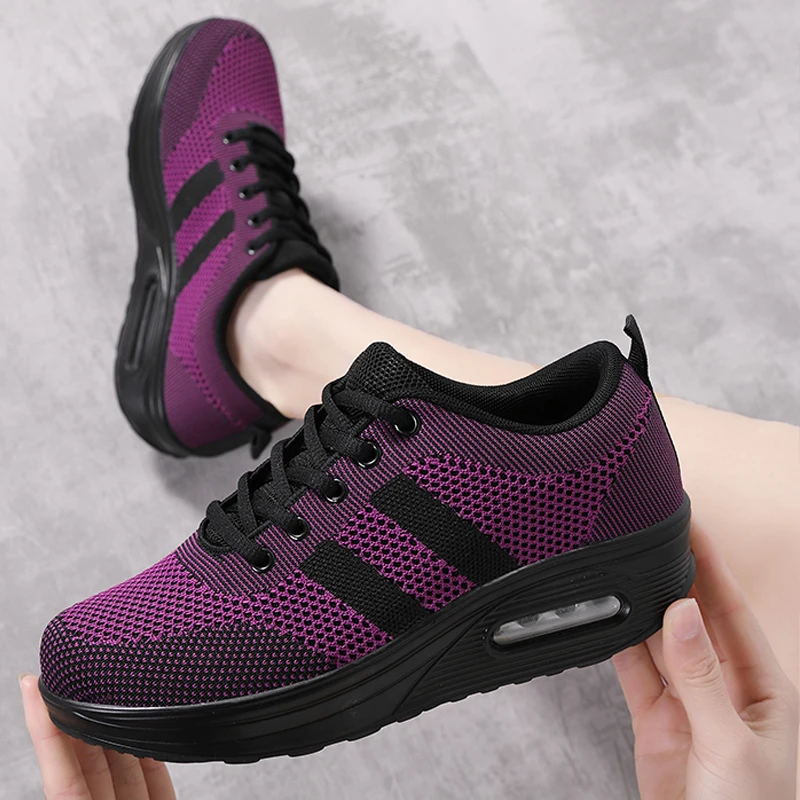 

Women Sneakers Breathable Casual Shoes for Women Wedge Air Cushion Comfort Running Sports Shoes Mules Ladies 2022 New Lace-up