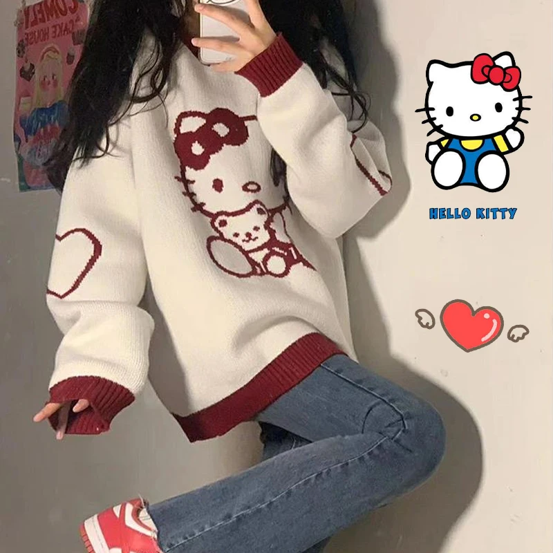 Женский джемпер с круглым вырезом Hello Kitty Осень-зима