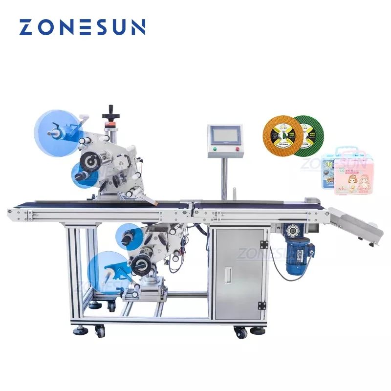 ZONESUN двухсторонняя этикетировочная машина для плоских бутылок автоматическая