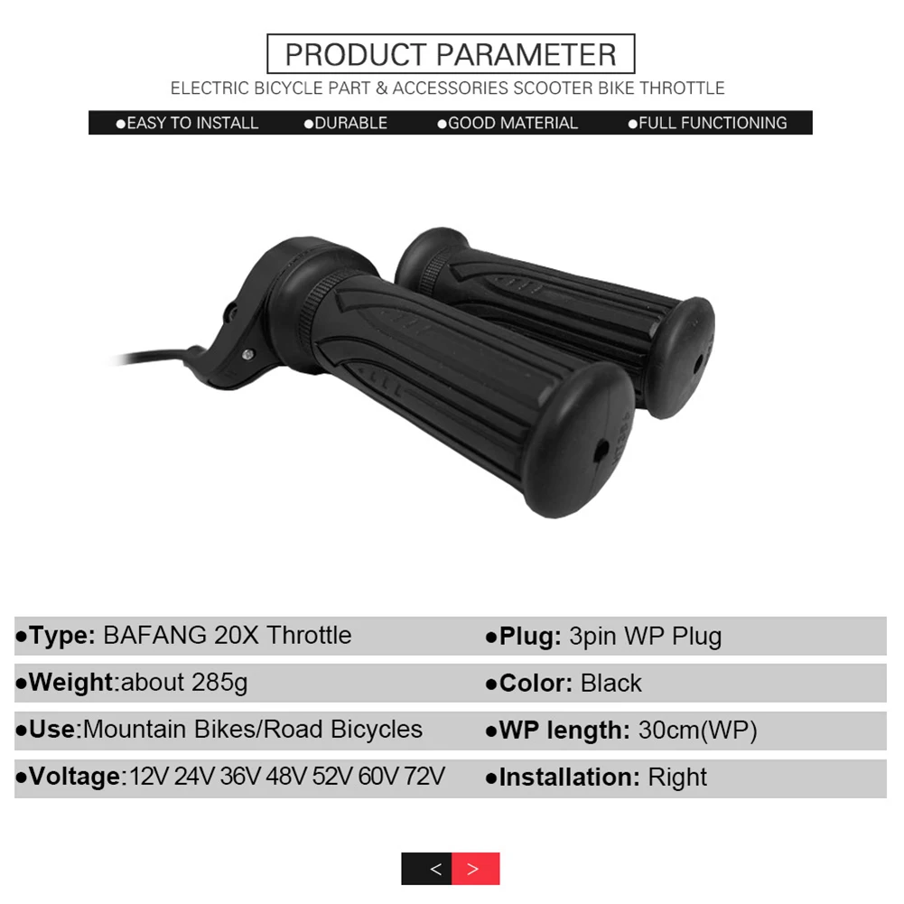 

Ebike Throttle Black Ebike Electric For Bafang L130mm W50mm Plug Three Core Wiring Throttle Waterproof Accessories
