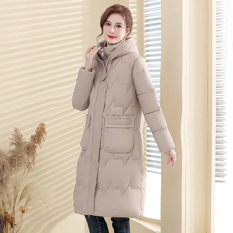 Новинка 2024 пальто Паркер Женская хлопковая куртка длинная свободная посадка