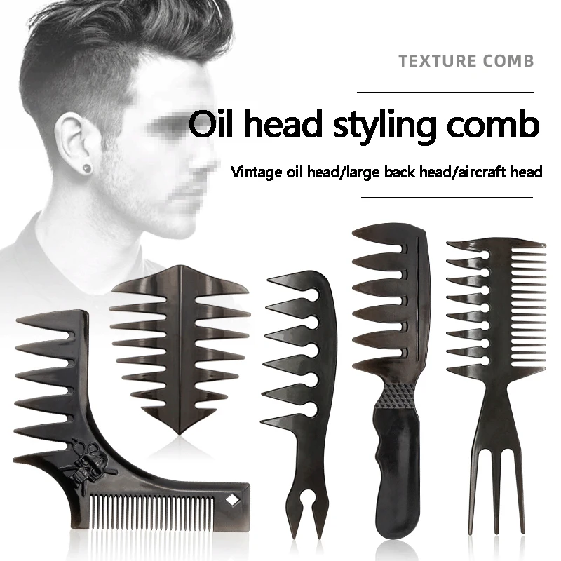 

Professional Oil Head Comb Fish Bone Shape Hair Brush Man Double Side Tooth Hair Men's Big Back Head Comb Styling Tool Barber