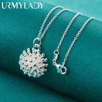 urmylady 925 sterling silver coral pendant 16 30 inch necklace chain for women wedding engagement fashion jewelry