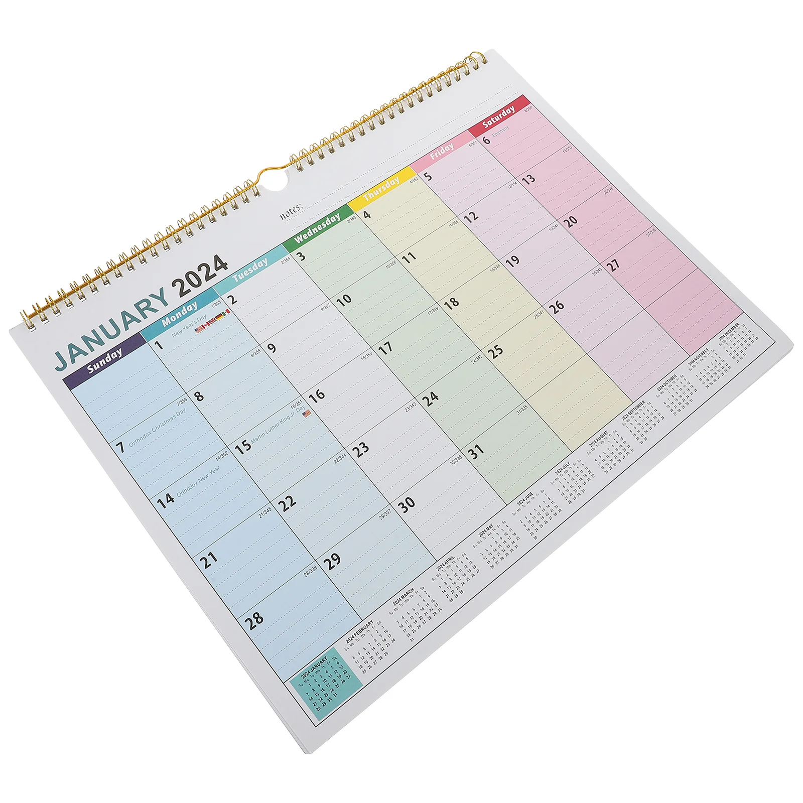 

2024 Wall Calendar Hanging Clear Printed Office Accessories English Household Delicate Monthly Daily Home Accessory