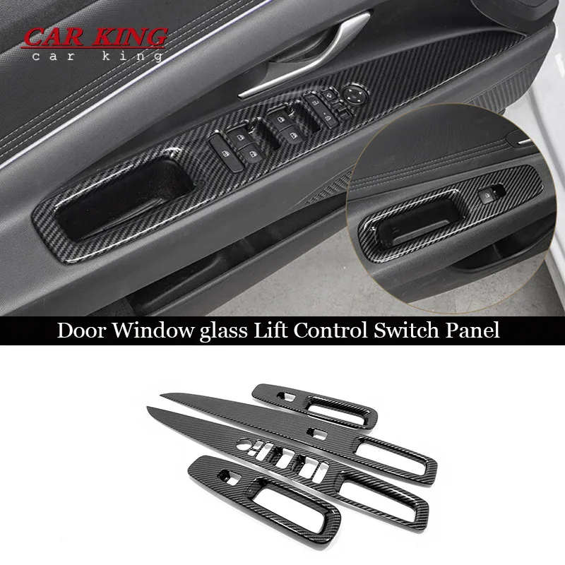 

For Hyundai Elantra CN7 2020 2021 Accessories ABS Carbon fiber Car Door Window glass Lift Control Switch Panel Cover Trim 4pcs