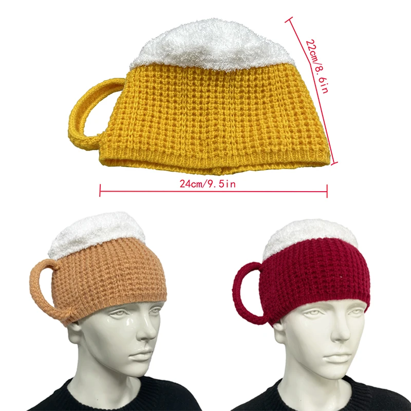 Шапки унисекс в виде пивной чашки забавный подарок теплый пуловер кепка наушники