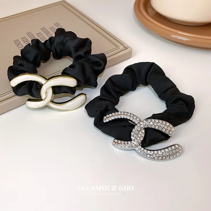 

Korean Chain Inlaid With Diamond Letters, Large Intestine Hair Ring, Balls On The Back Of Head, Rope, Fashion Temperame