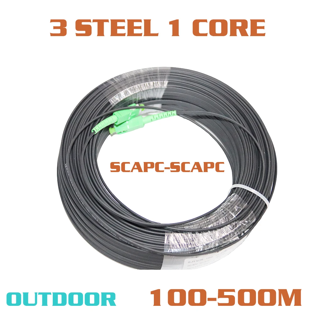 GJYXCH Patch Cord 100-500m G657A1 FTTH Drop Fiber Cable SCAPC to SCAPC Single Mode  3 Steel 1 Core