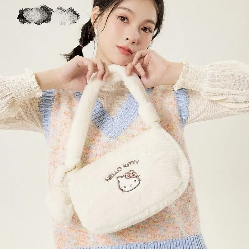 

Новая плюшевая сумка-мессенджер Sanrio Hello Kitty Kuromi, Большая вместительная мягкая Высококачественная осенне-зимняя сумка, рождественский подар...