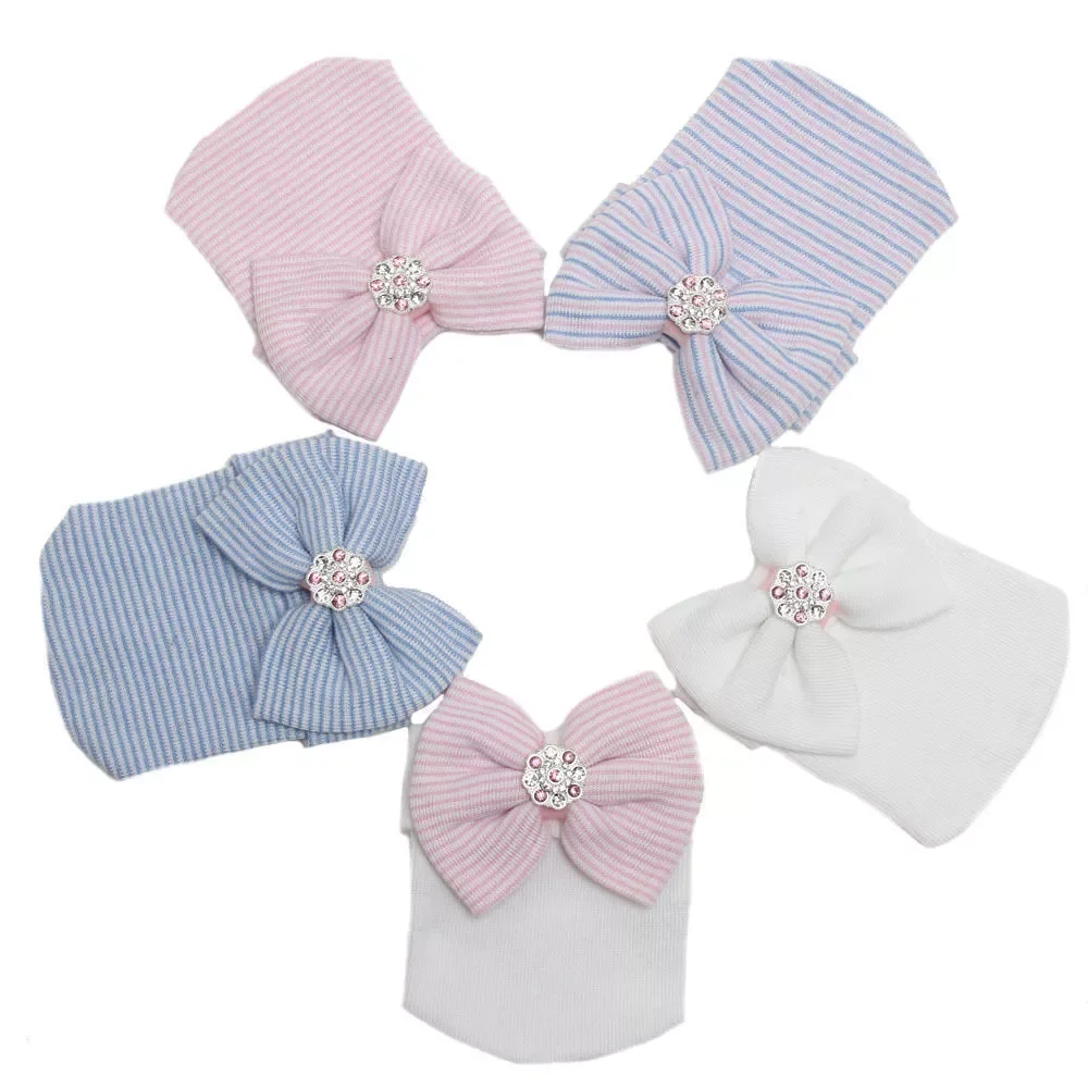 

Cute Newborn Baby Girls Boys Infant Girl Toddler Comfy Bowknot Hospital Cap Beanie Hat Easy To Wear Or Take Off