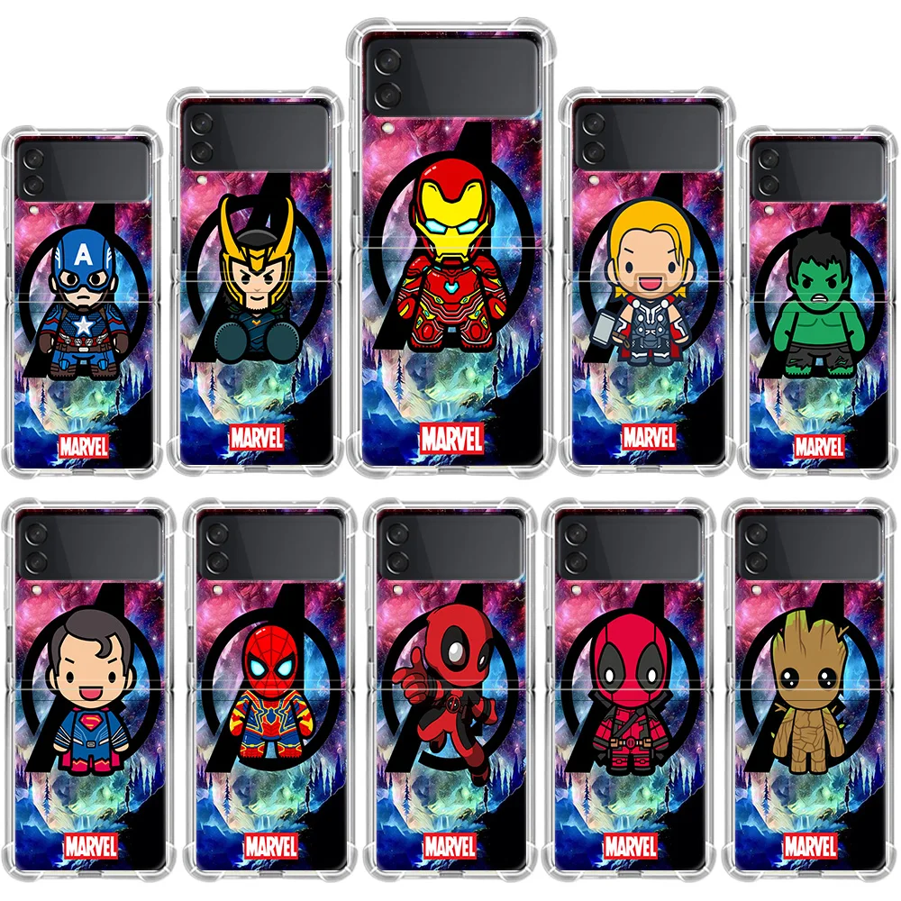 

Clear Airbag Case for Samsung Galaxy Z Flip 3 Waterproof SmartPhone Coque Z Flip3 4 Fold ZFlip3 Cover Marvel Avengers iron Man