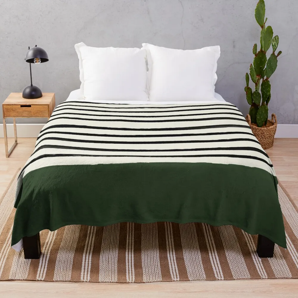 

Forest Green x Stripes Throw Blanket Dorm Room Essentials