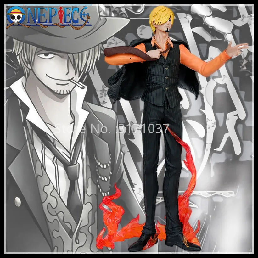 

21.5cm One Picec Series Black Suit Flame Sanji PVC Anime Model Collectible Ornament Christmas Birthday Gift Toy For Kids