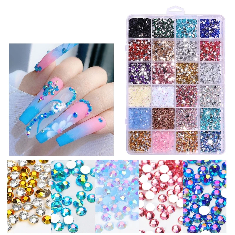

Glitter 3D Rhinestones AB Flat Back Shiny Stones Nail Art Decoration Colorful Nail Gems Crystal Strass Accessories