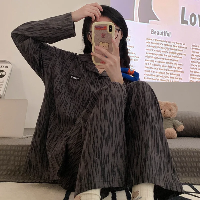 Pajamas female the spring and autumn period and the long sleeve summer two-piece household to take in the spring and autumn