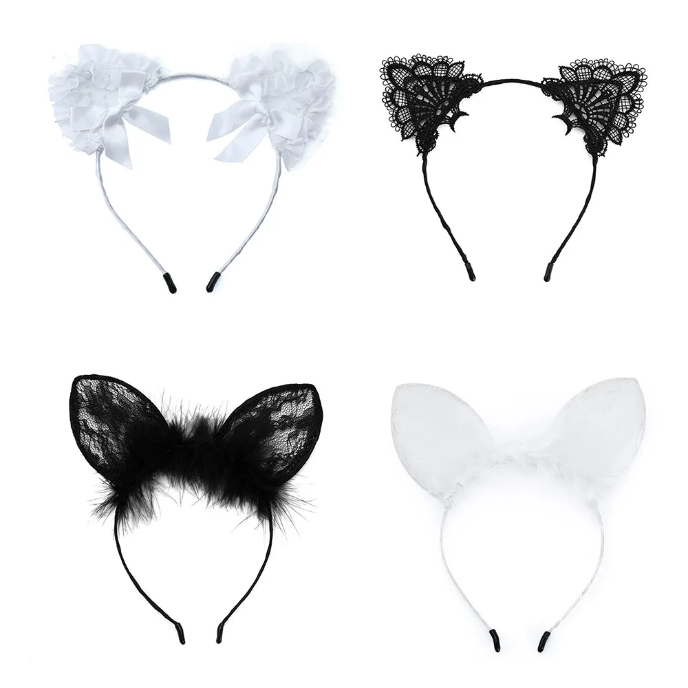 

1pc Lace Feather Rabbit Cat Ears Hoop Hair Accessories Headband Event Dress Up Headband Party Lovely Cosplay Buckle Headwear