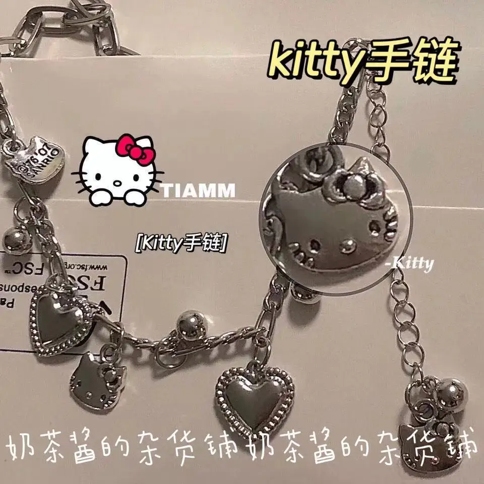 

Hello Kitty Cartoon Cute Creative Love Heart Alloy Bracelet Girlfriend Couple Gift